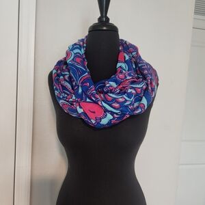 Lilly Pulitzer Blue and Pink Patterned Scarf